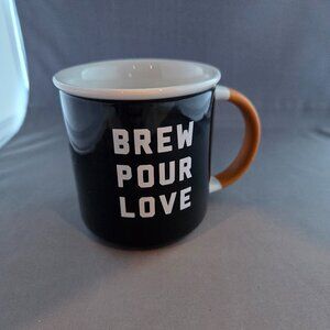 Starbucks Brew Pour Love 12oz Mug Black w/ Rubber Grip Handle